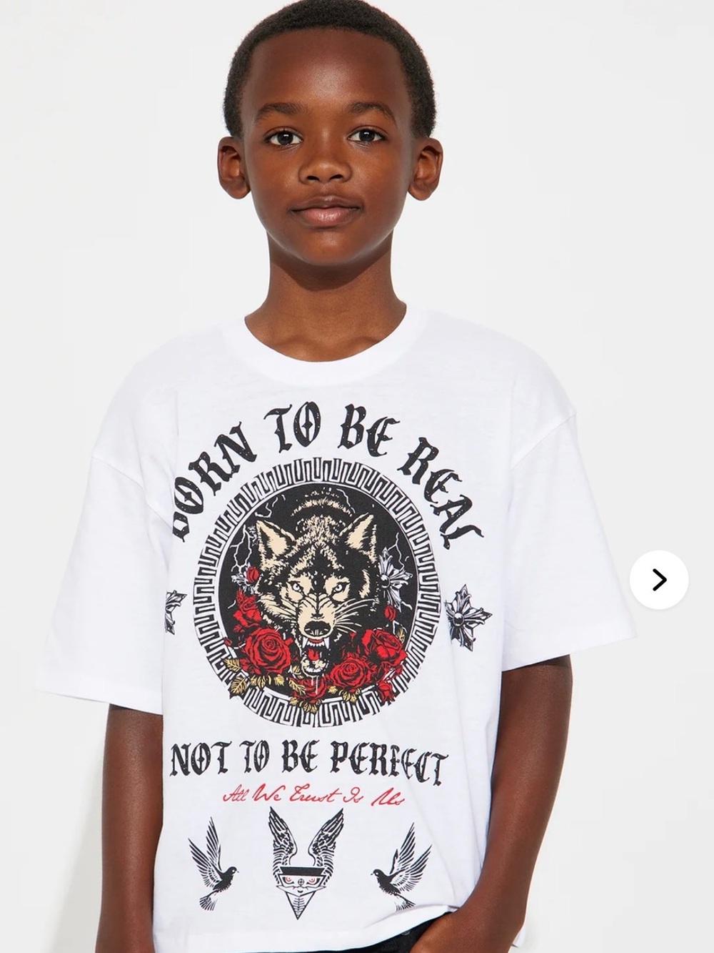 Reason White Tee with Wolf & Red Rose Graphic T-Shirt